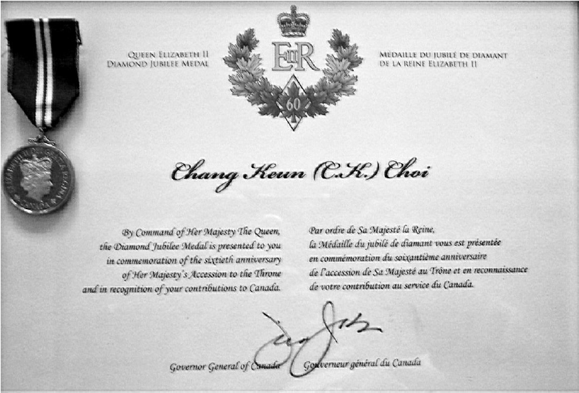 Received the Queen Elizabeth II Diamond Jubilee Medal Award