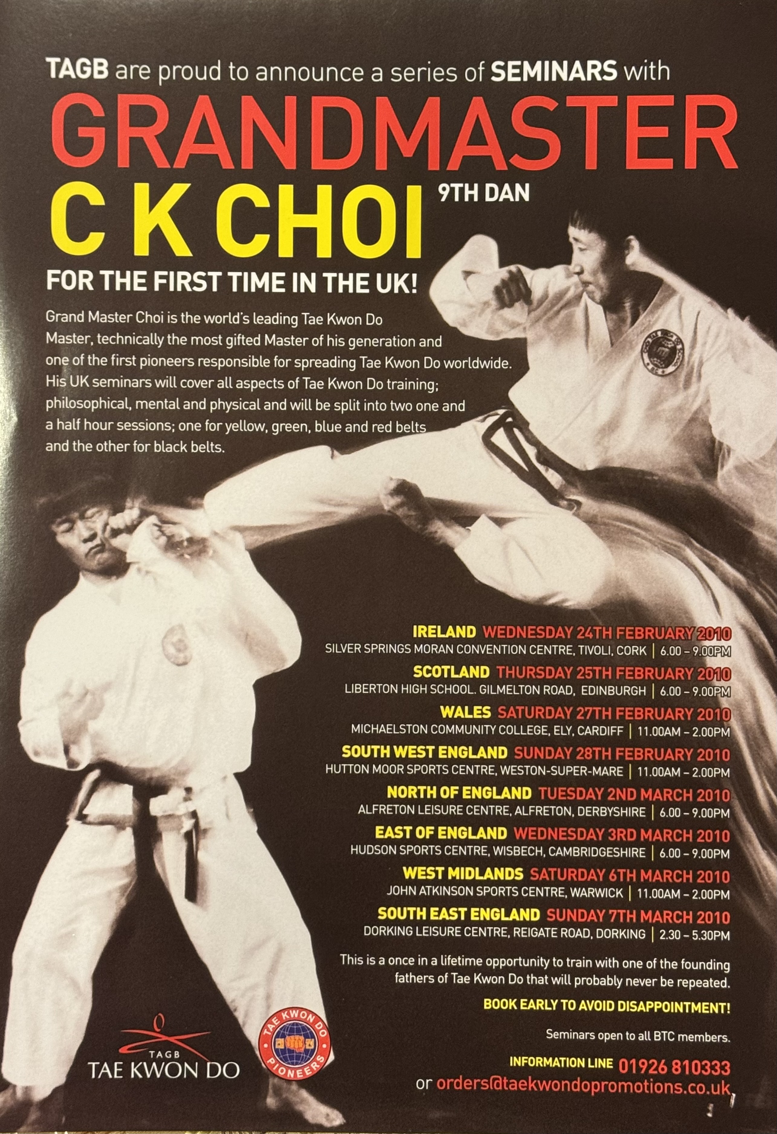 TAGB UK Seminars 2010 - Grand Master CK Choi's first UK seminar tour covering Ireland, Scotland, Wales, and England